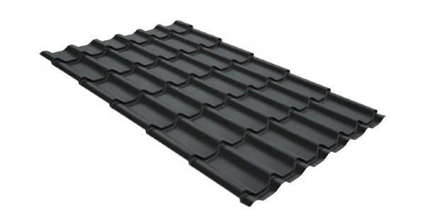 Металлочерепица классик GL 0,5 GreenCoat Pural RR 23 темно-серый (RAL 7024 мокрый асфальт) купить в Лысьве