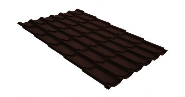 Металлочерепица классик GL 0,5 GreenCoat Pural RR 887 шоколадно-коричневый (RAL 8017 шоколад) купить в Лысьве