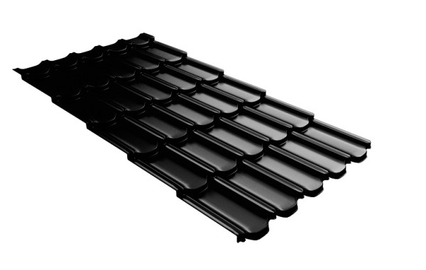 Металлочерепица квинта плюс с 3D резом 0,5 GreenСoat Pural Matt RR 33 черный (RAL 9005 черный) купить в Лысьве