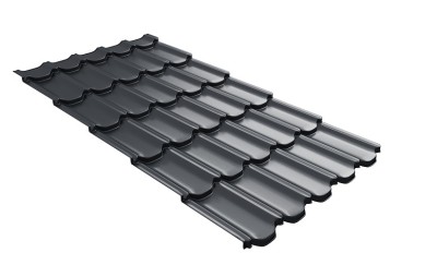 Металлочерепица квинта плюс с 3D резом 0,5 Quarzit PRO Matt RAL 7024 мокрый асфальт