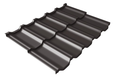 Металлочерепица модульная Квинта Uno Grand Line c 3D резом 0,5 Satin Мatt RR 32 темно-коричневый купить в Лысьве