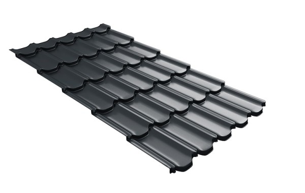 Металлочерепица квинта плюс с 3D резом 0,5 Satin RAL 7016 антрацитово-серый купить в Лысьве