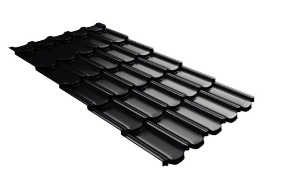 Металлочерепица квинта плюс с 3D резом 0,5 Satin Мatt RAL 9005 черный купить в Лысьве