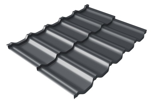 Металлочерепица модульная Квинта Uno Grand Line c 3D резом 0,5 Velur RAL 7024 мокрый асфальт купить в Лысьве
