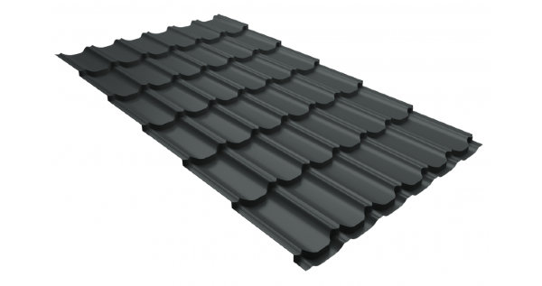 Металлочерепица квинта плюс 0,5 GreenCoat Pural Matt RR 23 темно-серый (RAL 7024 мокрый асфальт) купить в Лысьве
